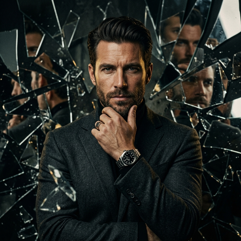Cinematic Portrait with Shattered Glass