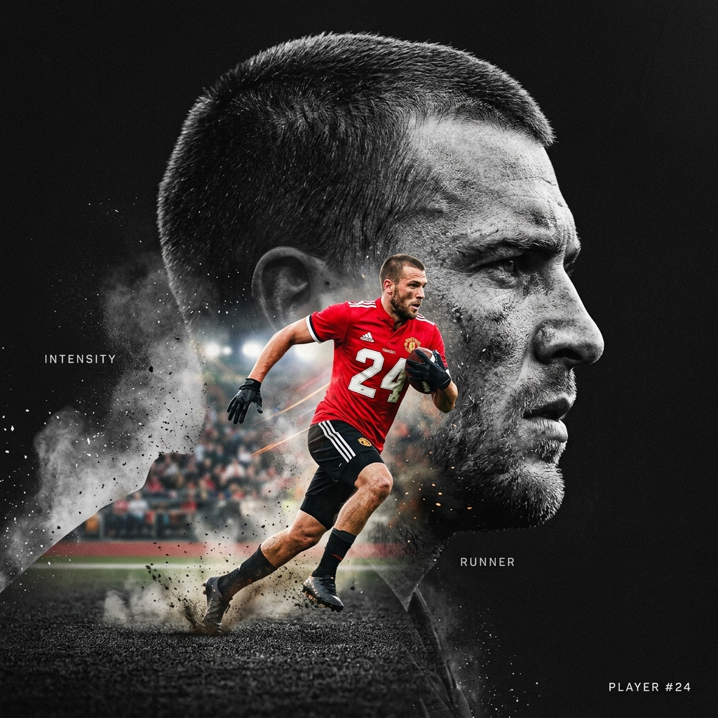 Dramatic Double Exposure Sports Portrait